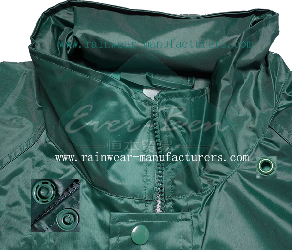 Breathable Nylon Rain jacket hood in collar